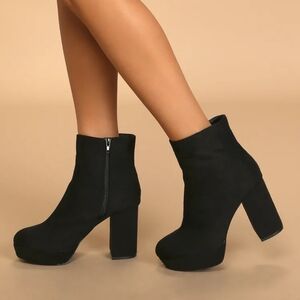 Layne Black Suede Platform Ankle Booties